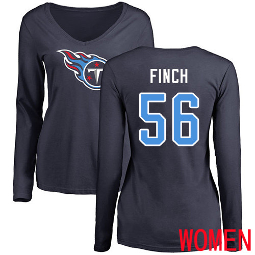 Tennessee Titans Navy Blue Women Sharif Finch Name and Number Logo NFL Football #56 Long Sleeve T Shirt